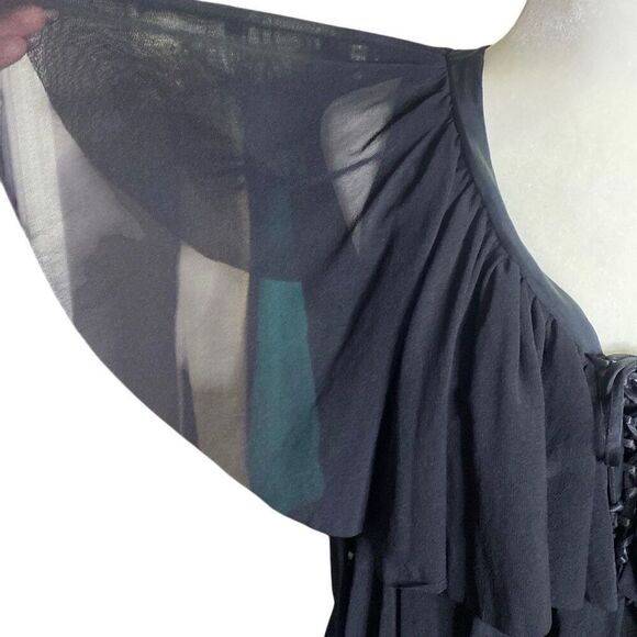 Seven7 Luxe Black Ruffle Tier Sleeveless Flutter Top Plus Size 18/20 - Picture 5 of 8